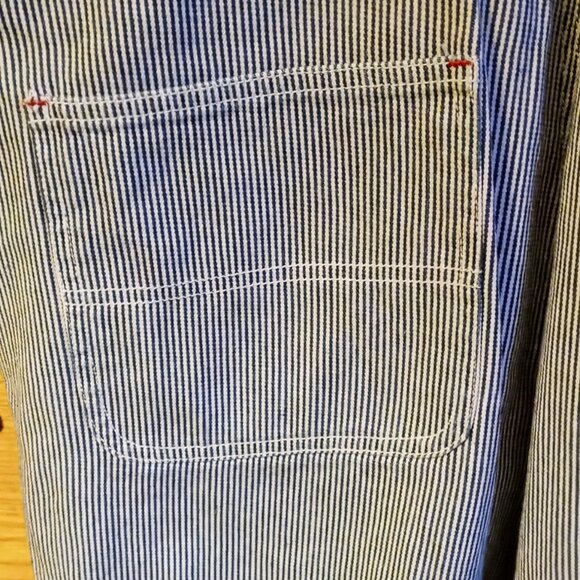 Vintage Artsy Painted Baccini Denim Jean Shortalls Shorts Overalls Sz L Striped - Picture 9 of 16